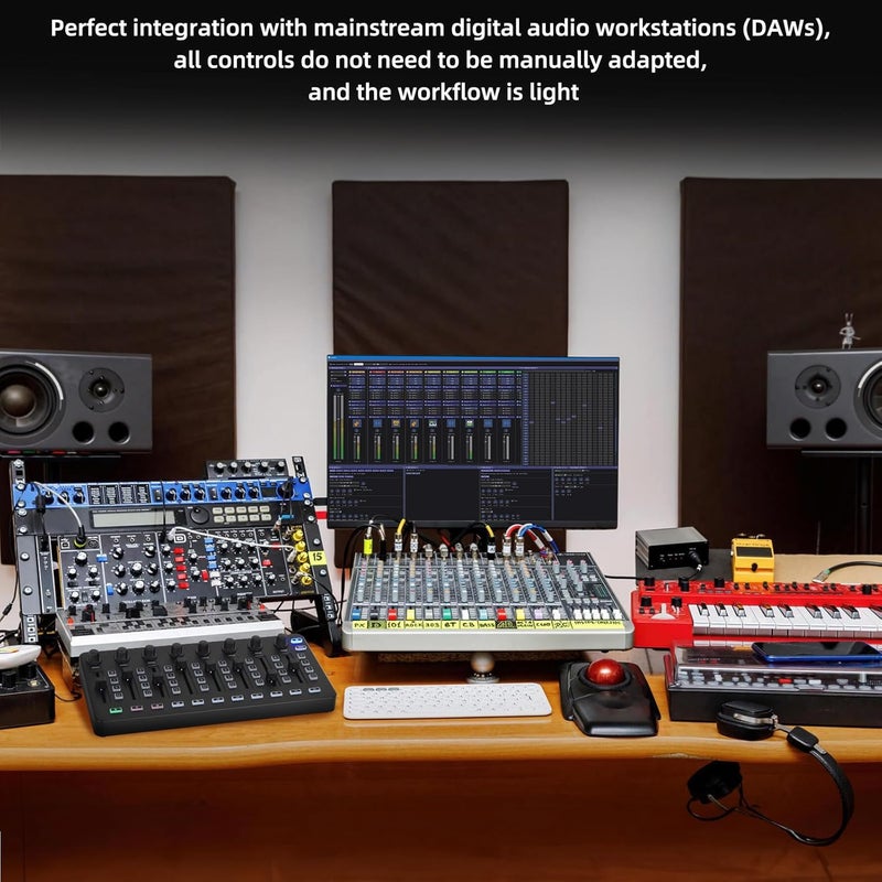 M-Wave Wireless Midi Controller Mixer, Bluetooth Semi Weighted Professional dynamic keybed 8 Knobs and Music Production,Software Included (Black Mixer) - Image 4